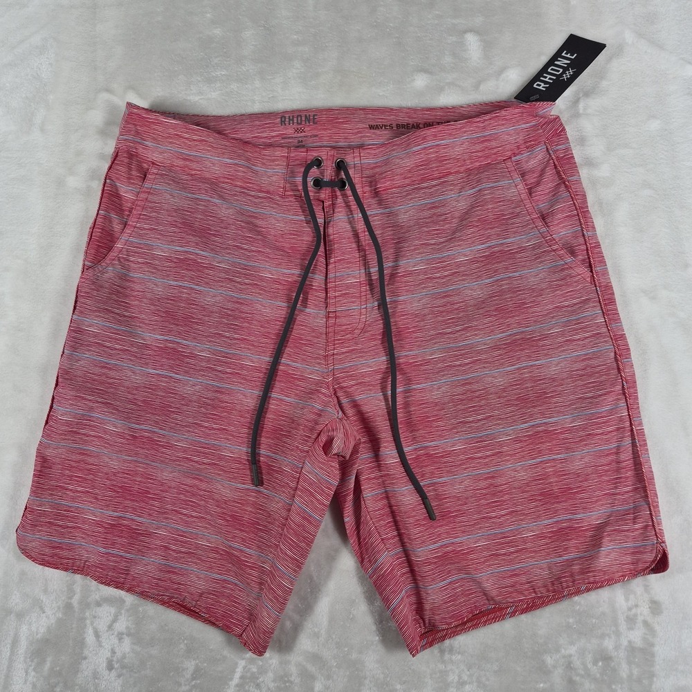 Rhone Tech Board Shorts Men's 34 Paprika Red 9" Inseam Beach Pool Swim NWT